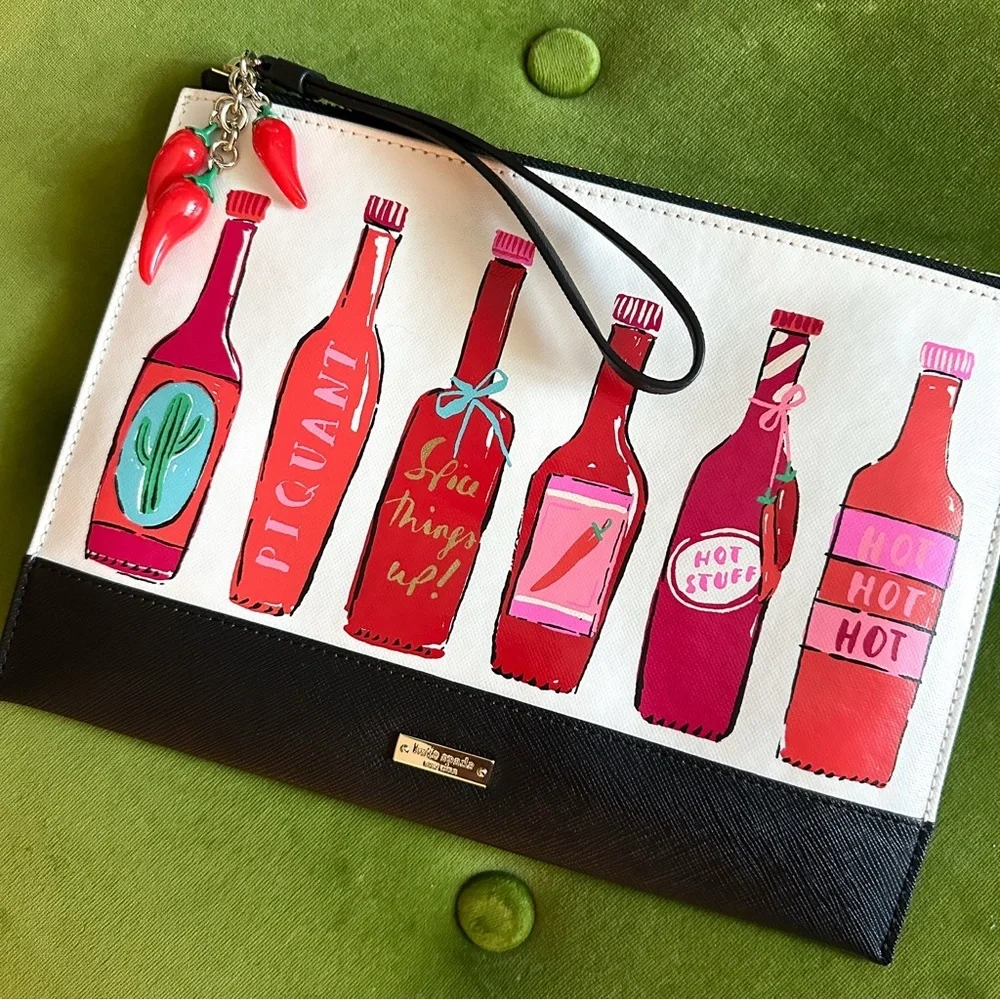 Kate Spade New York Haute Stuff Hot Sauce Clutch/Wristlet with Pepper Charms - Picture 1 of 4